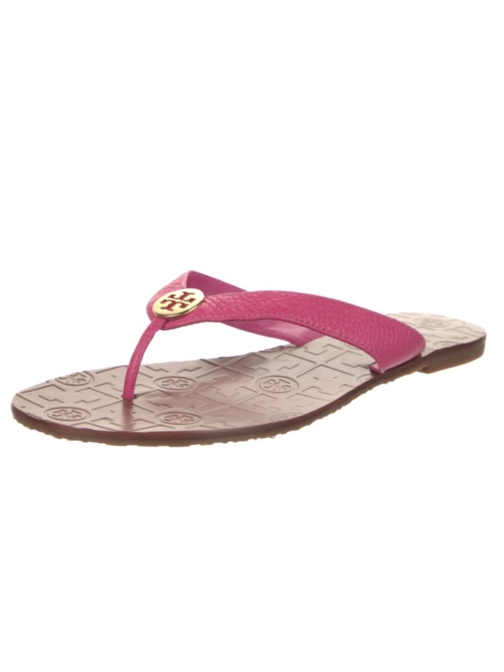 Tory Burch Thora Leather Hibiscus Sandals size 8M in Hibiscus